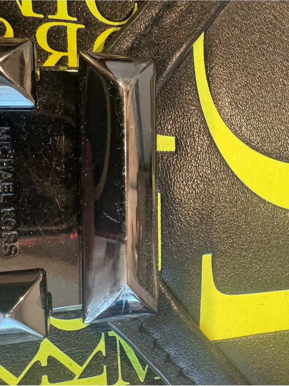 Michael Kors Black and Neon Yellow Logo Crossbody Bag
